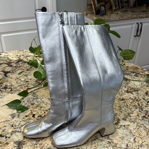 Silver Knee-High Women's Boots